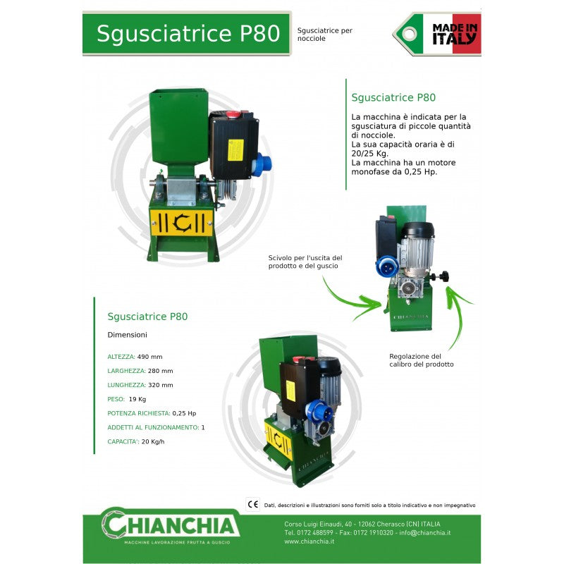 Decascador elétrico de nozes, avelãs e amêndoas P80