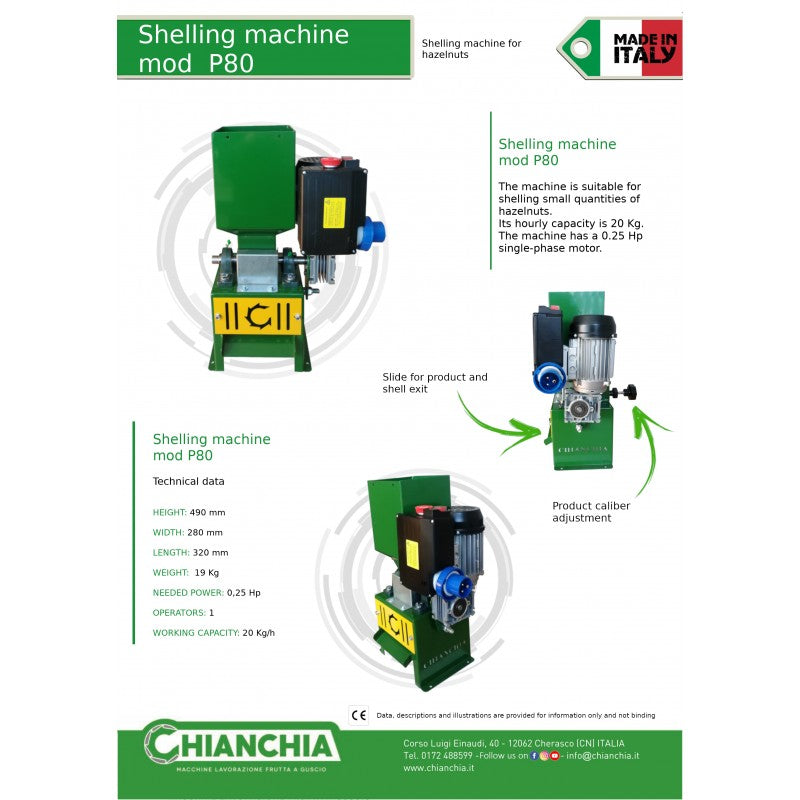 Decascador elétrico de nozes, avelãs e amêndoas P80